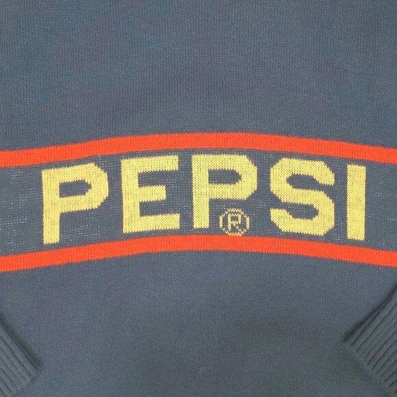 Vintage 80's PEPSI Logo Promo Blue/White/Red Crew Neck Knit Sweater Size L USA - Picture 2 of 6